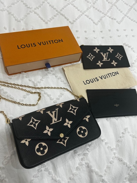 Louis Vuitton Handbags - Louis Vuitton Black & Beige Monogram Chain Wallet Crossbody